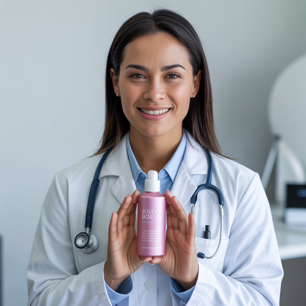Dra. especialista en dermatologia con producto Truly Beauty